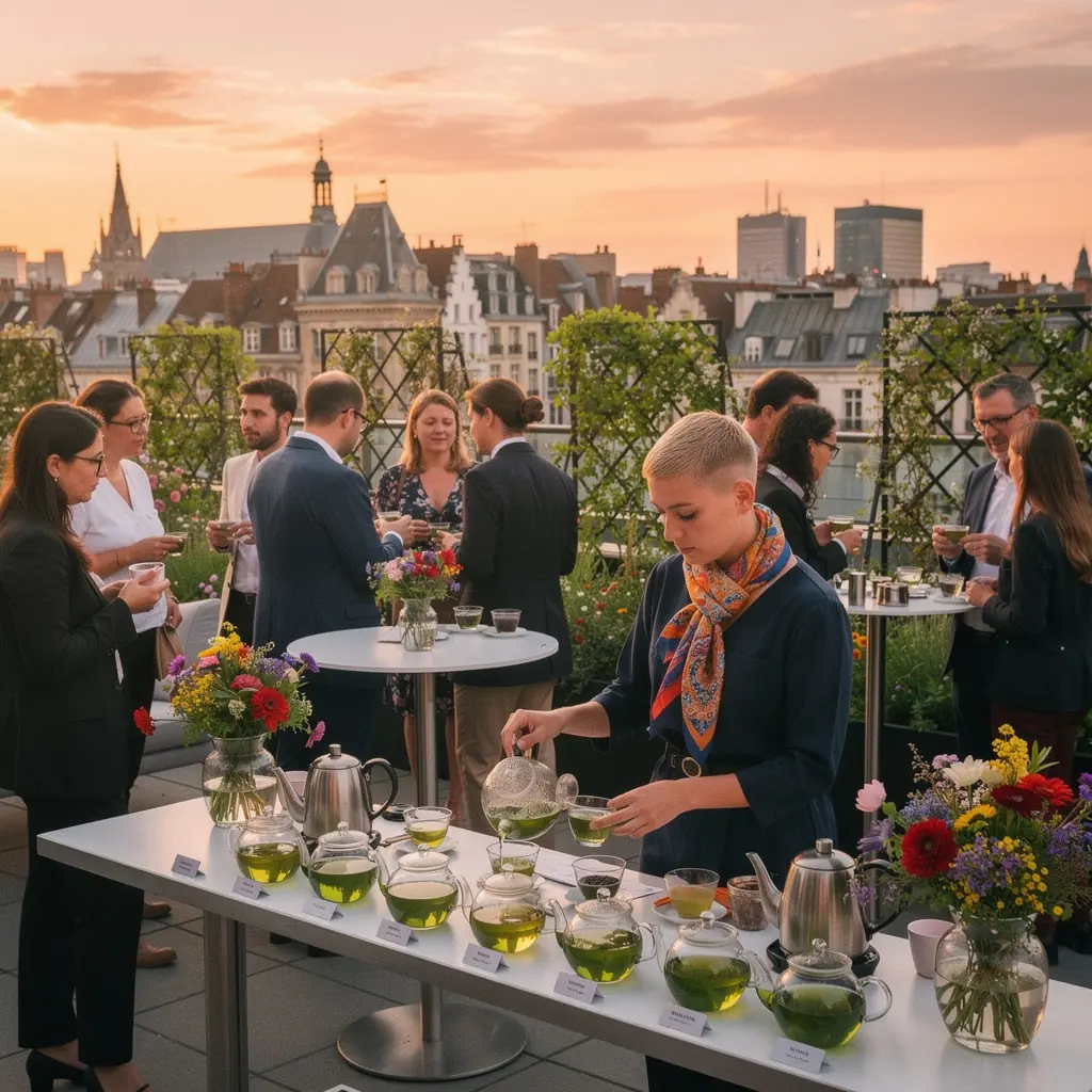 DГ©gustation de thГ© vert avec des accessoires en bambou
