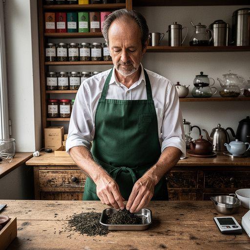 Plan rapproché de feuilles de thé vert séchées, mettant en avant leur couleur vibrante.